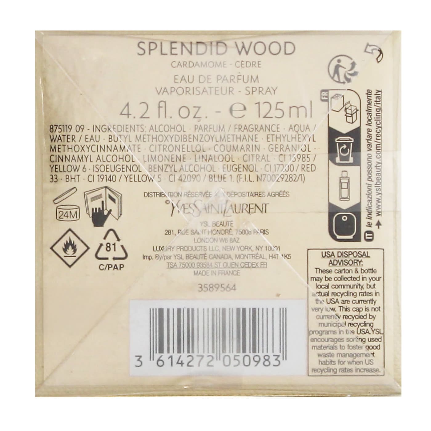 Yves Saint Laurent Le Vestiaire Des Parfums Splendid Woods 125ml EDP Spray