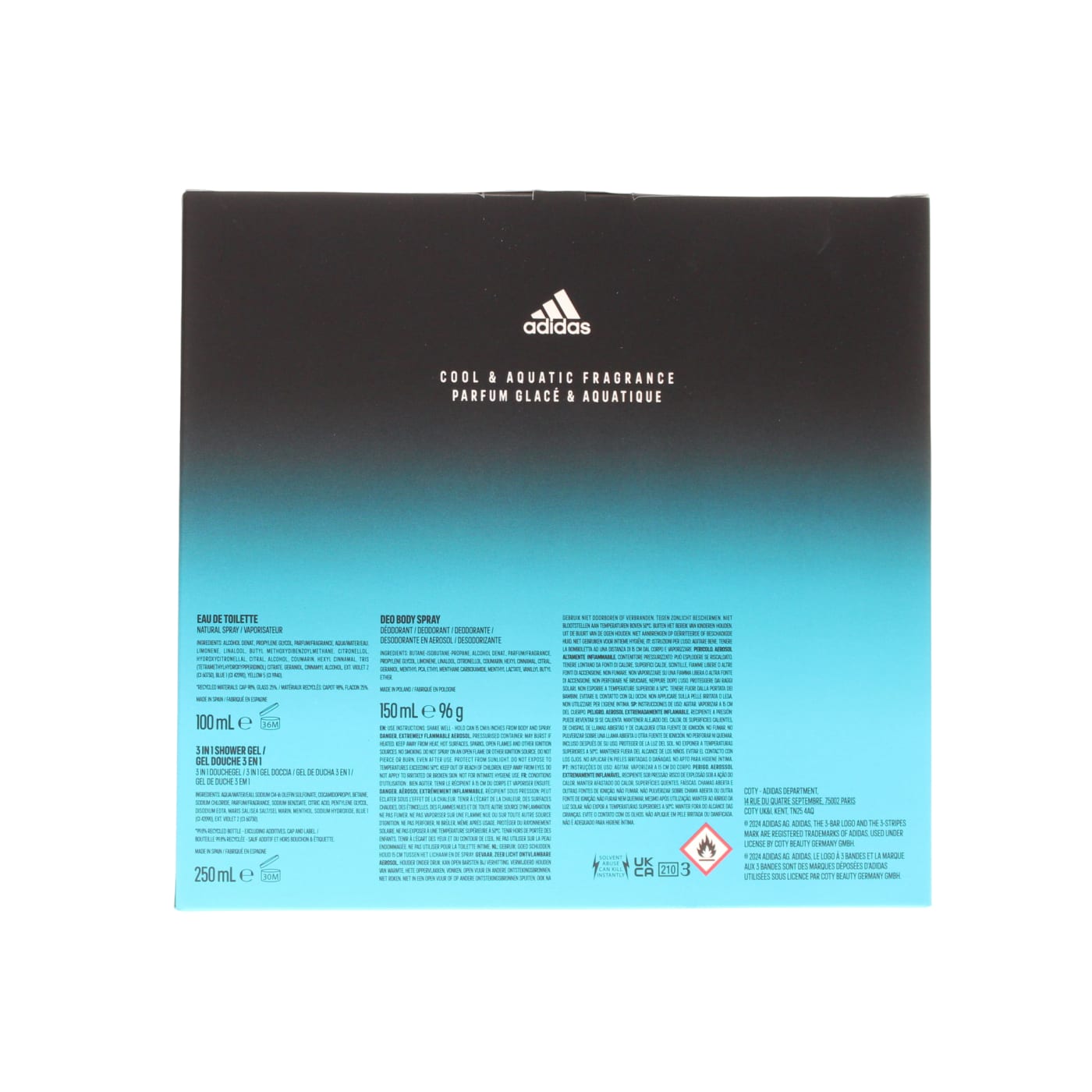 ADIDAS ICE DIVE SET 3PC (150ML DEODORANT SPRAY & 250ML SHOWER GEL)