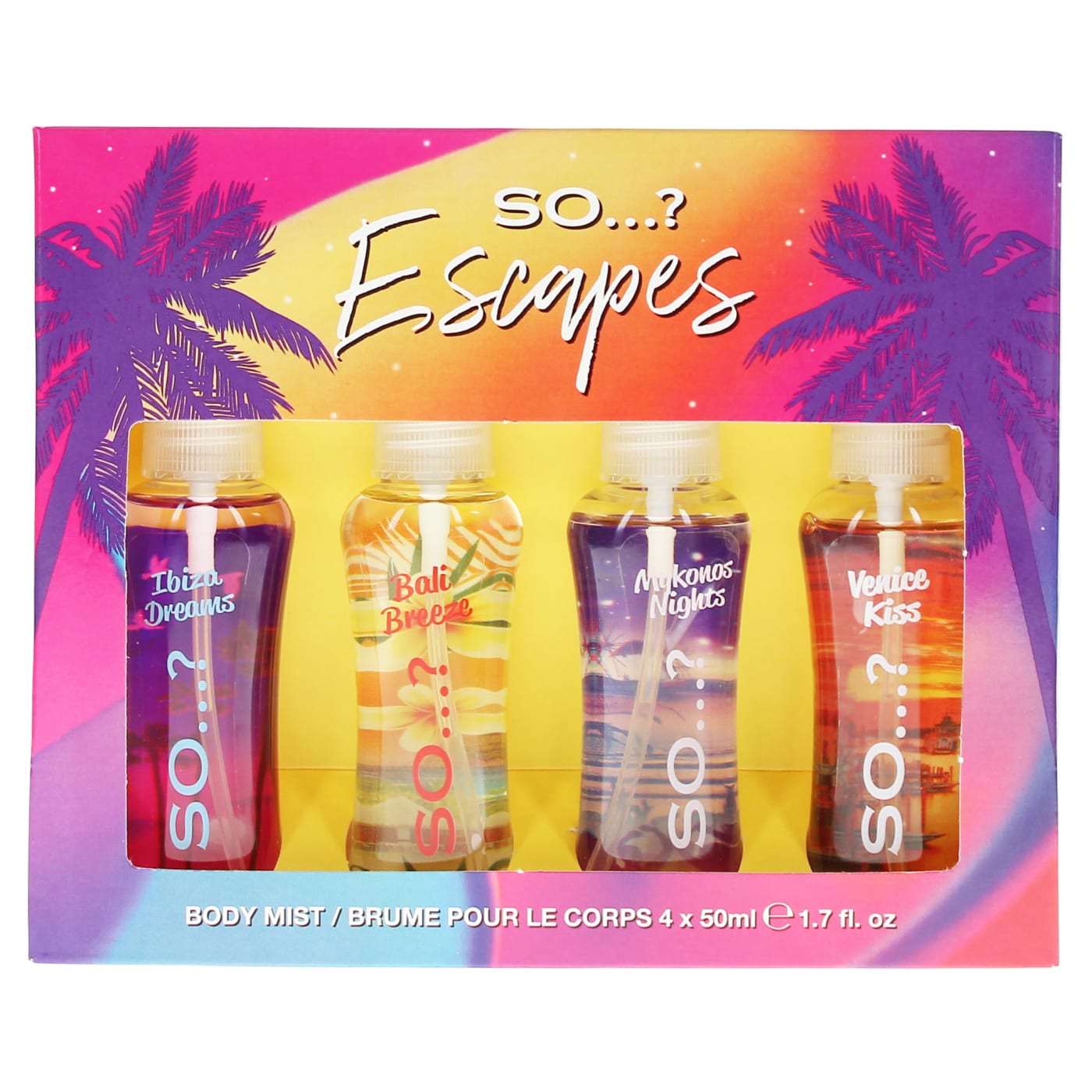 SO…? SUMMER ESCAPES MINI MIST SET 4PC (4X50ML BODY MIST)