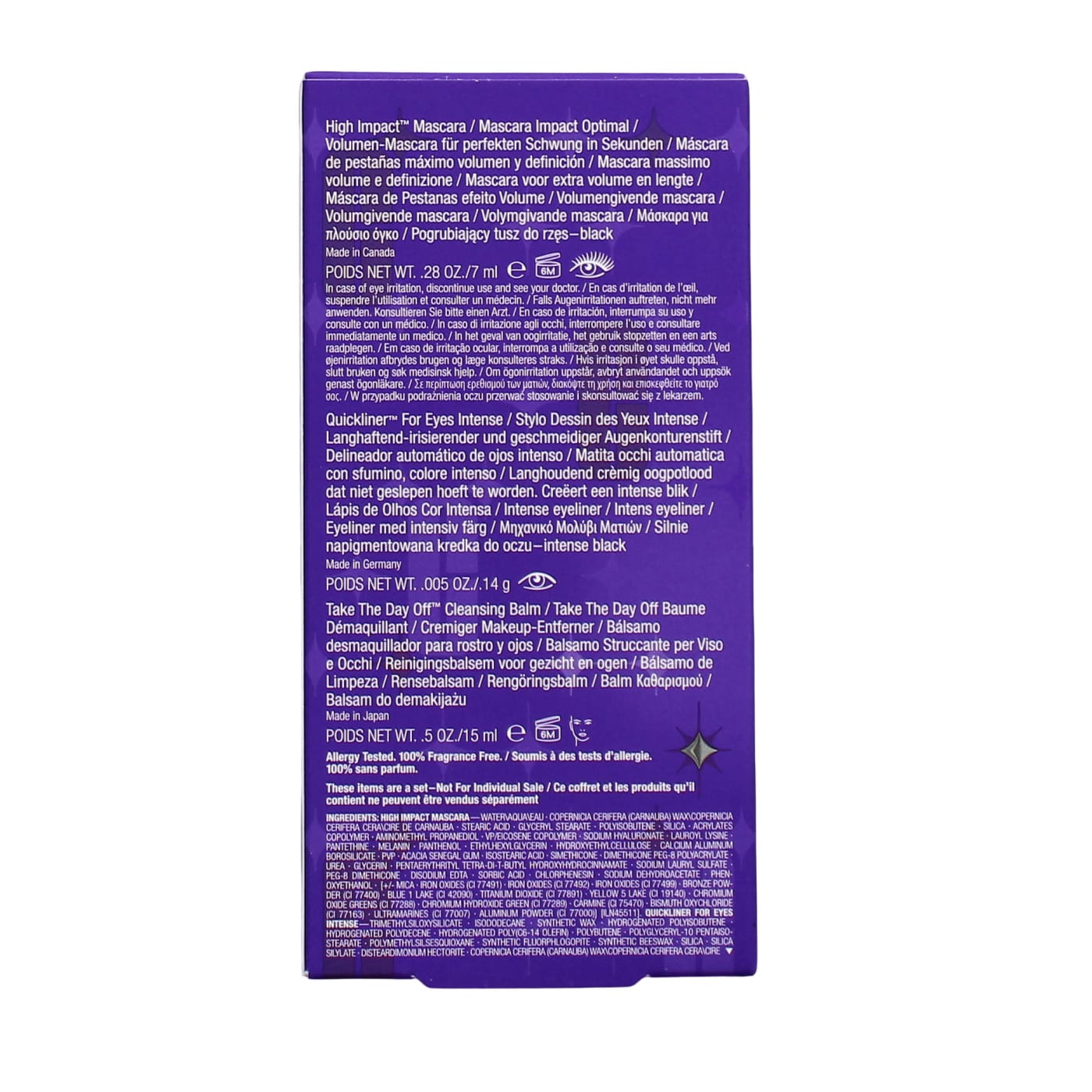 CLINIQUE EYE ESSENTIALS: HIGH IMPACT LASHES MASCARA GIFT SET 3PC (7ML HIGH IMPACT MASCARA BLACK, 0.14G QUICK LINER INTENSE BLACK & 15ML TAKE THE DAY OFF CLEANSING BALM)