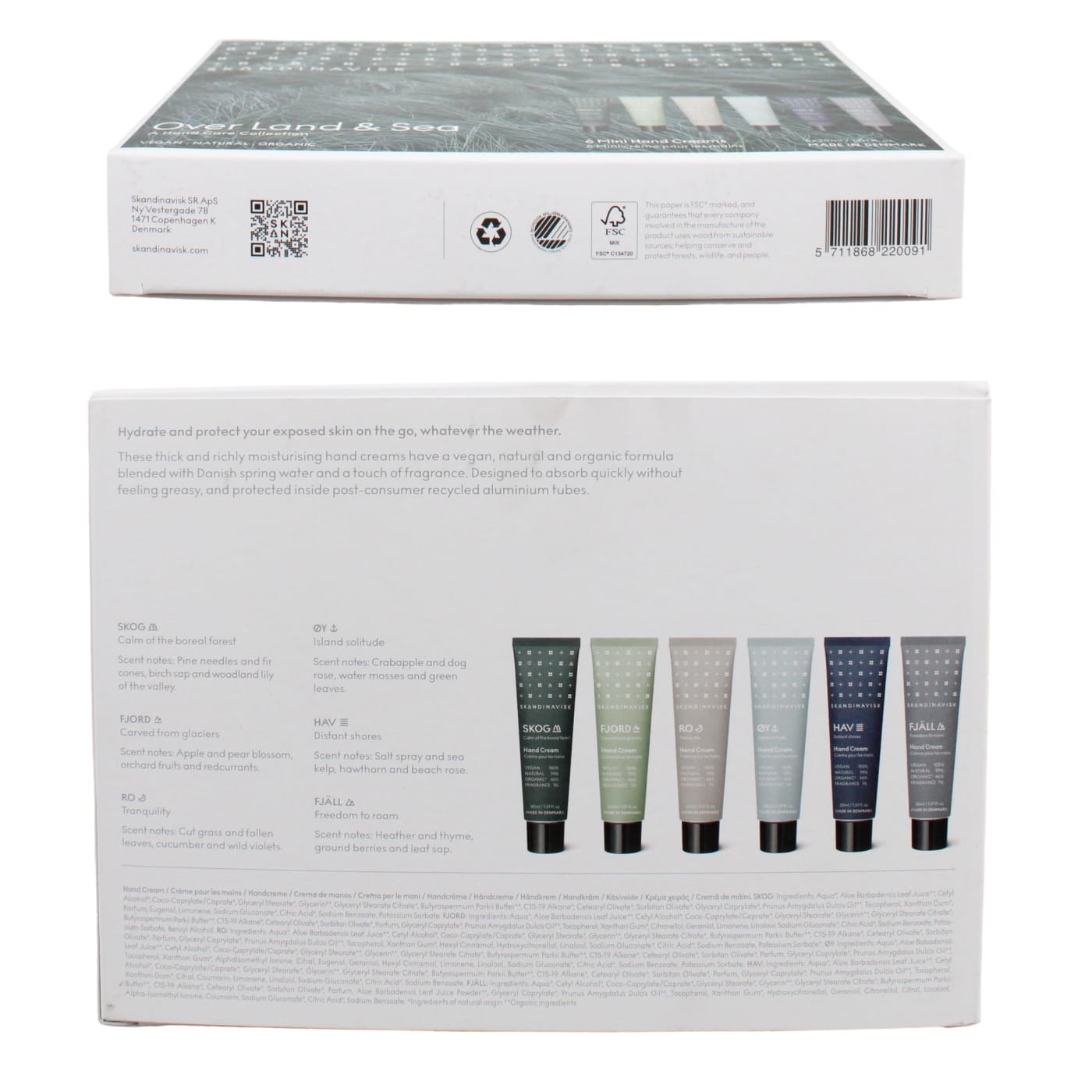 SKANDINAVISK OVER LAND & SEA A HAND CARE COLLECTION GIFT SET 6PC (30ML HAND CREAM SKOG, 30ML HAND CREAM FJÄLL, 30ML HAND CREAM RO, 30ML HAND CREAM FJORD, 30ML HAND CREAM ØY & 30ML HAND CREAM HAV)
