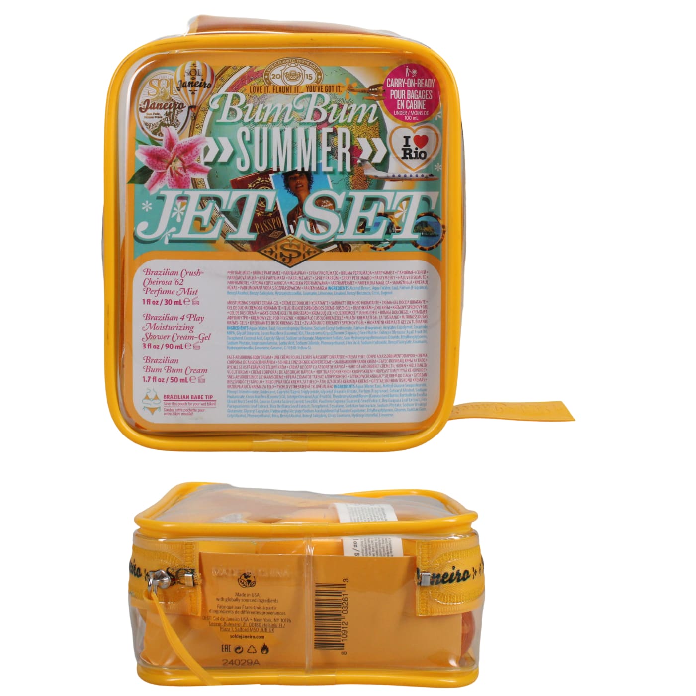 SOL DE JANEIRO BUM BUM JET SET 4PC (50ML BODY CREAM, 90ML SHOWER GEL, 30ML BODY MIST)