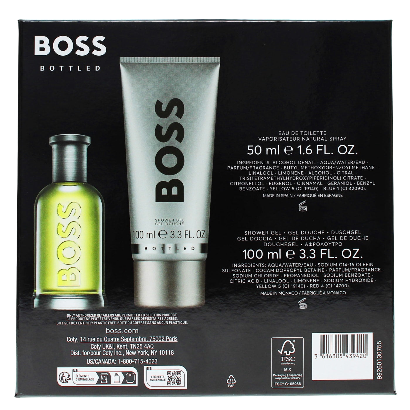 Hugo Boss Boss Bottled Gift Set 2pc (50ml EDT Spray & 100ml Shower Gel)