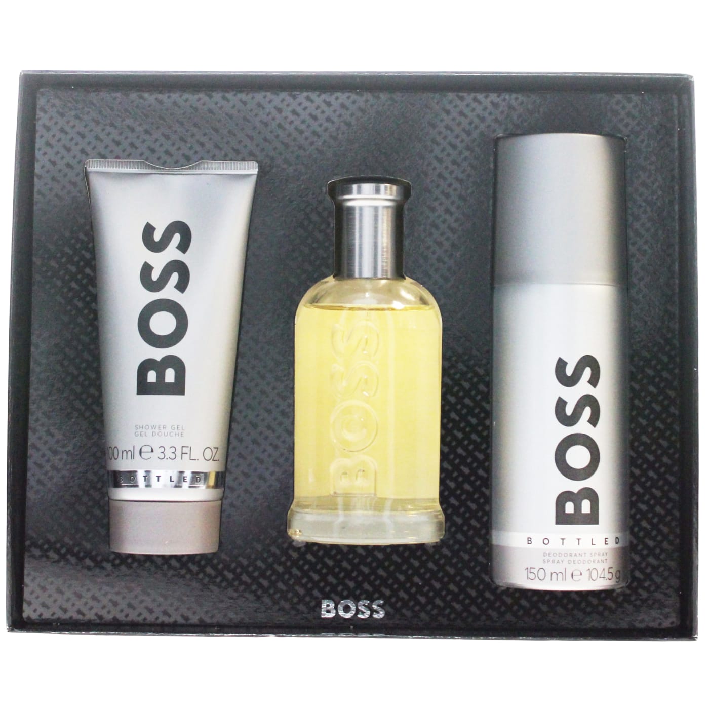 Hugo Boss Boss Bottled Gift Set 3pc 100ml EDT Spray, 100ml Shower Gel & 150ml Deodorant Spray)