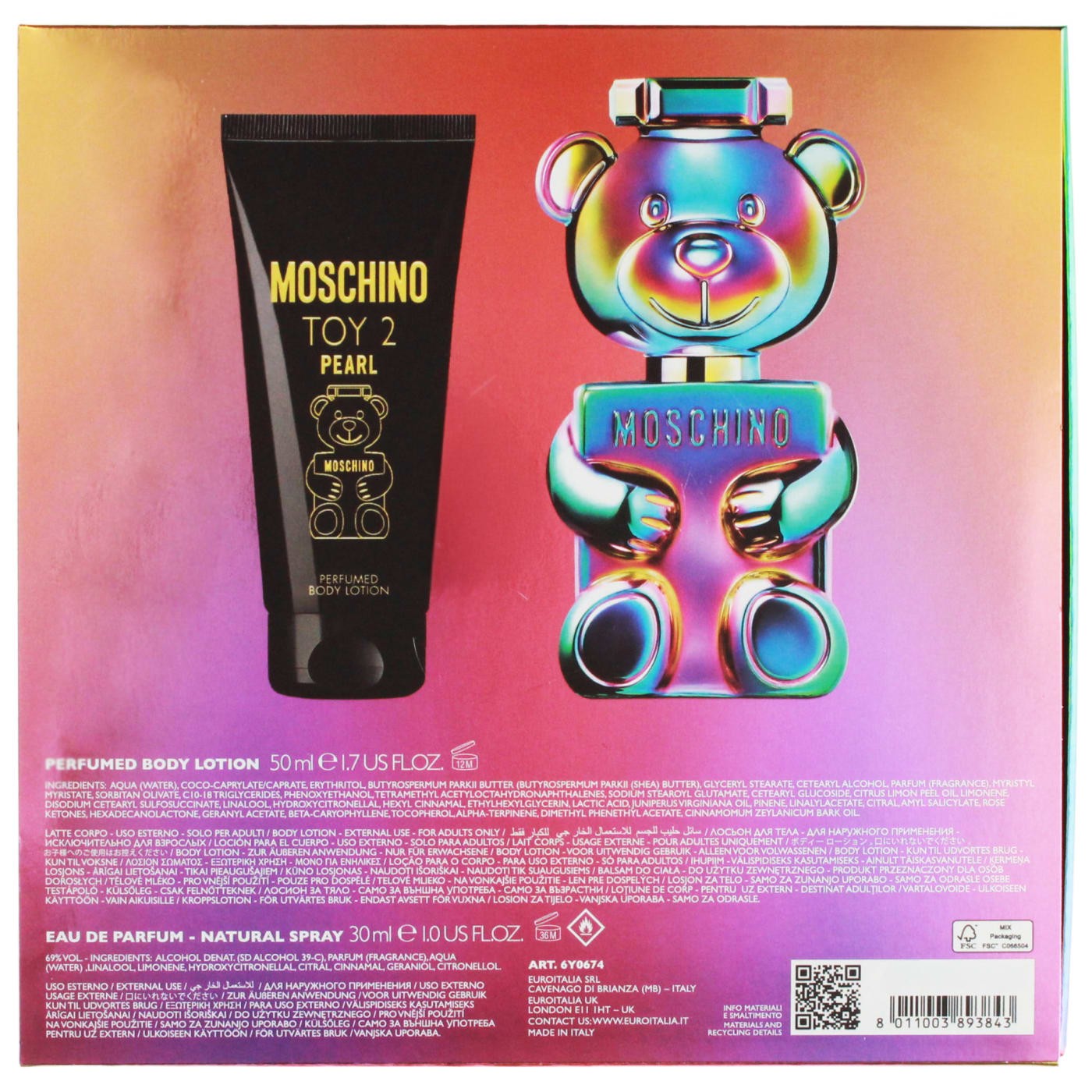 MOSCHINO TOY 2 PEARL G/SET 2PC