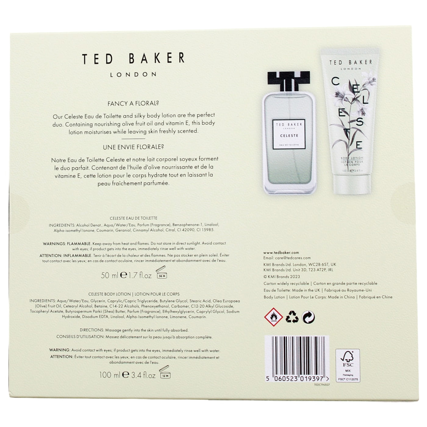 Ted Baker Floret Celeste Set 2pc (50ml EDT Spray & 100ml Body Lotion)