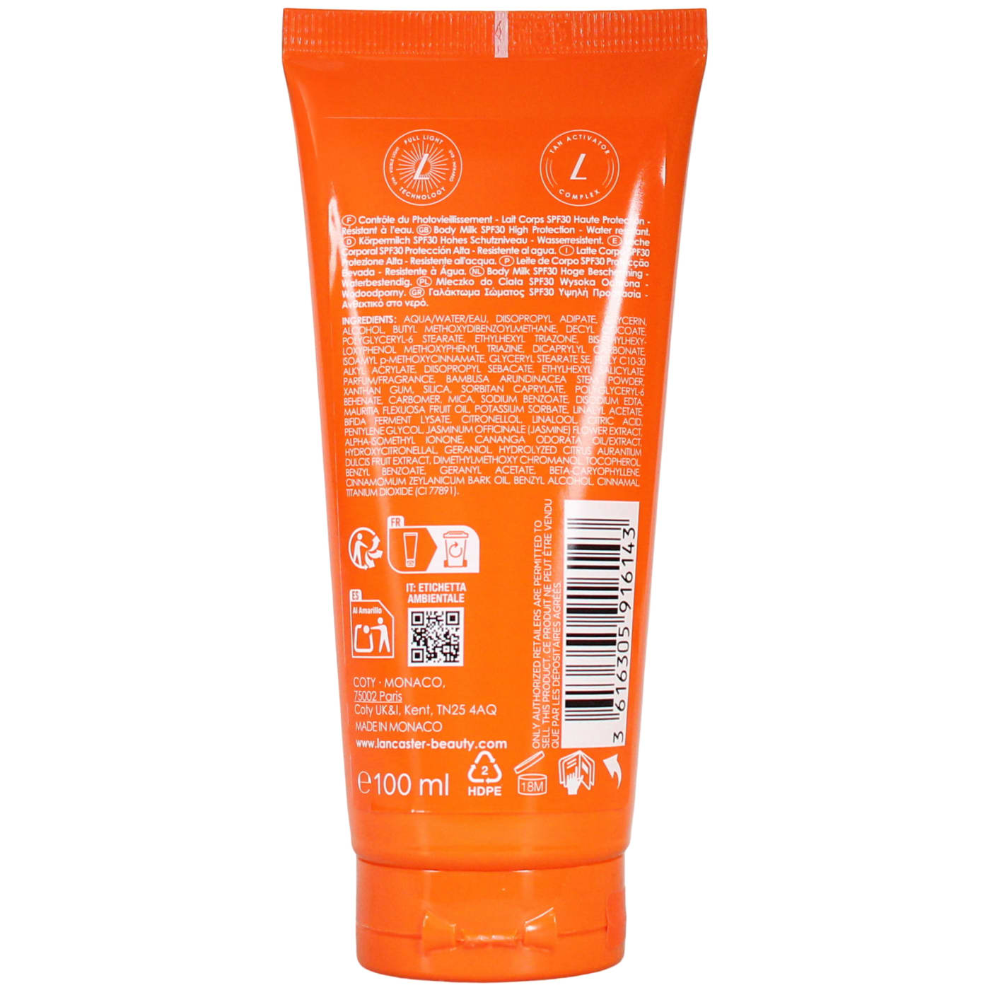 LANCASTER SUN BEAUTY 100ML BODY MILK SPF30