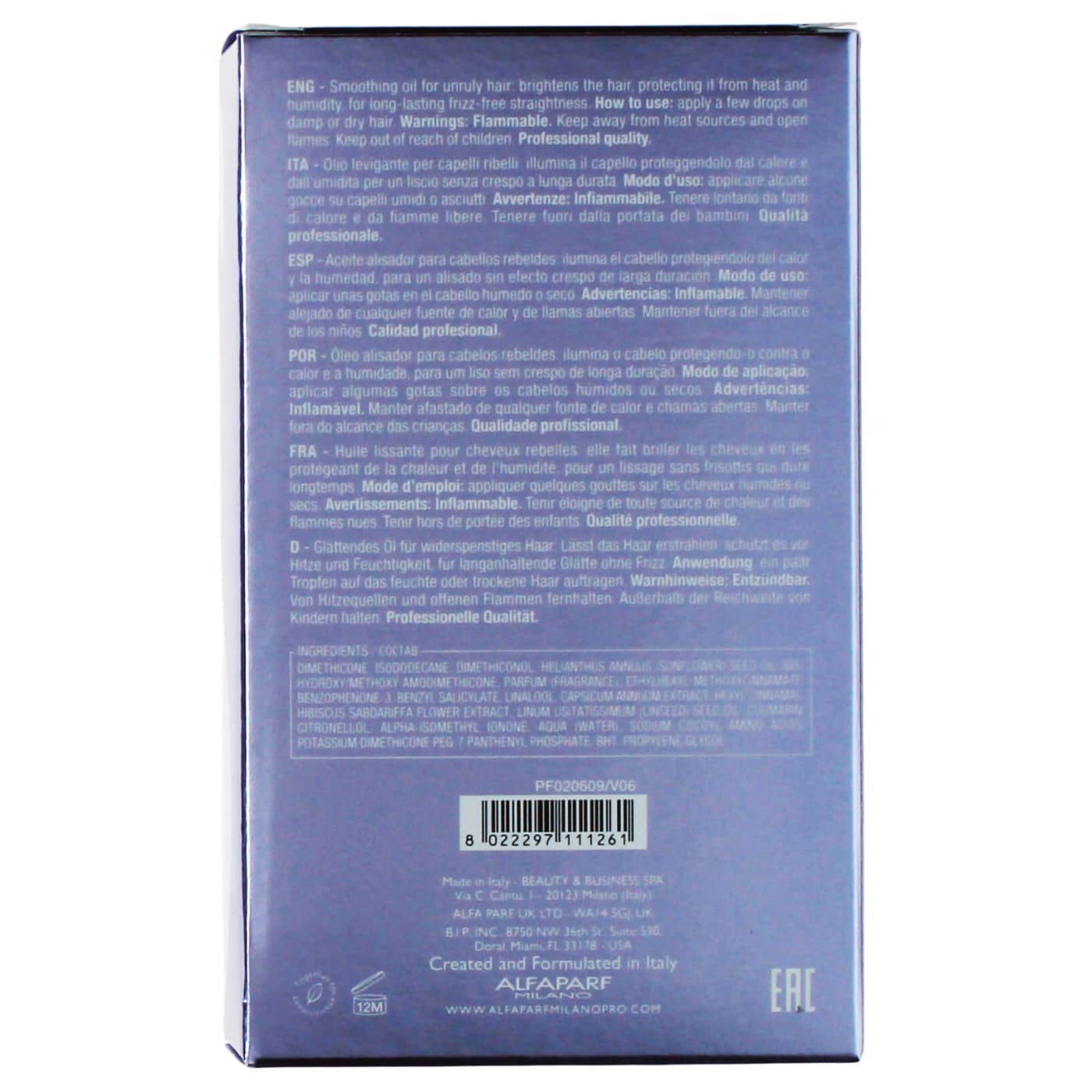 Alfaparf Semi Di Lino 100ml Hair Oil Smoothing