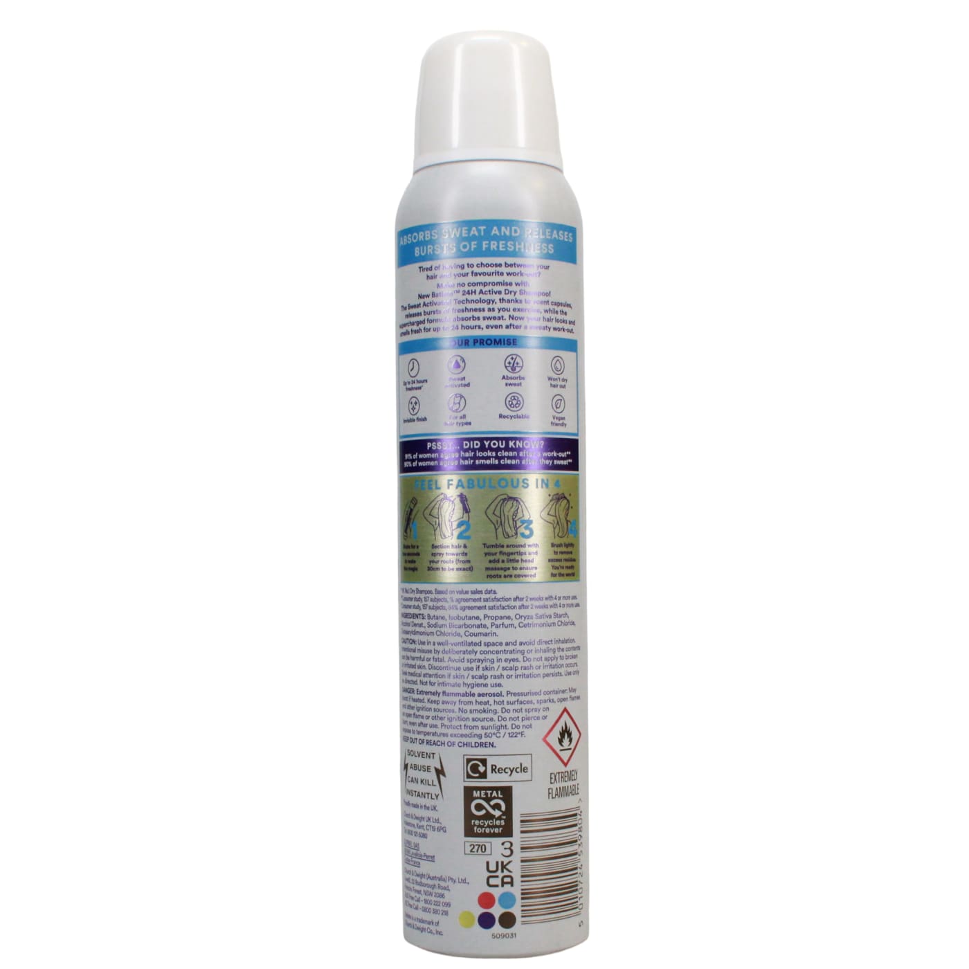BATISTE 200ML DRY S/POO 24H ACTIVE