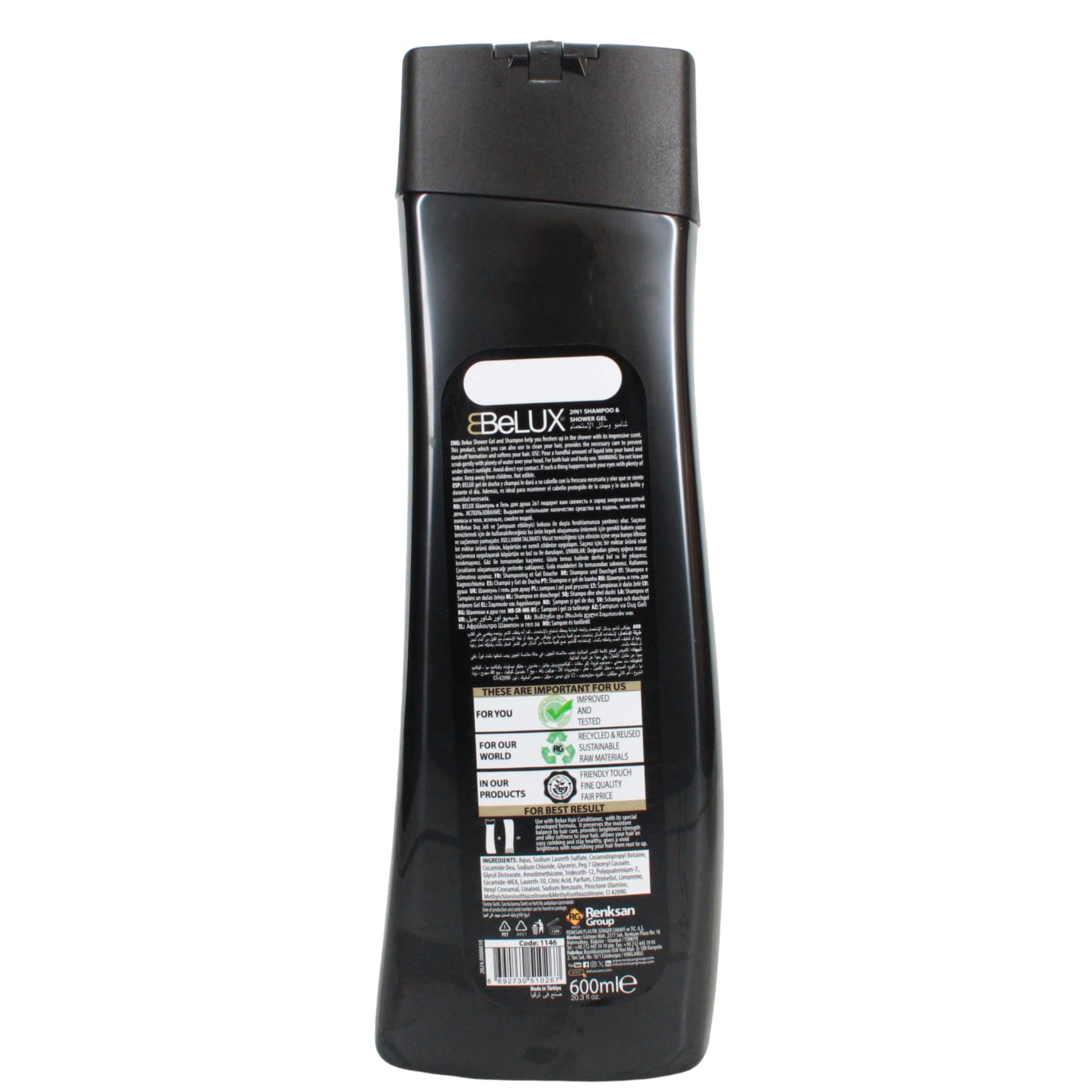 BELUX 600ML 2 IN 1 S/POO FOR MEN 07/27
