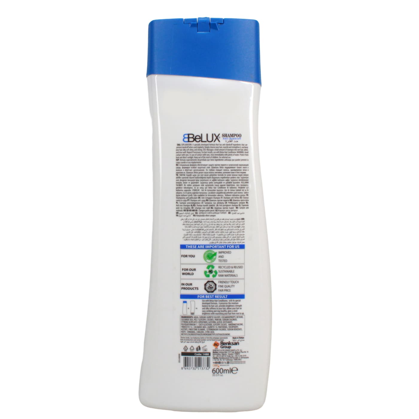 BELUX 600ML S/POO ANTI-DANDRUFF 06/27