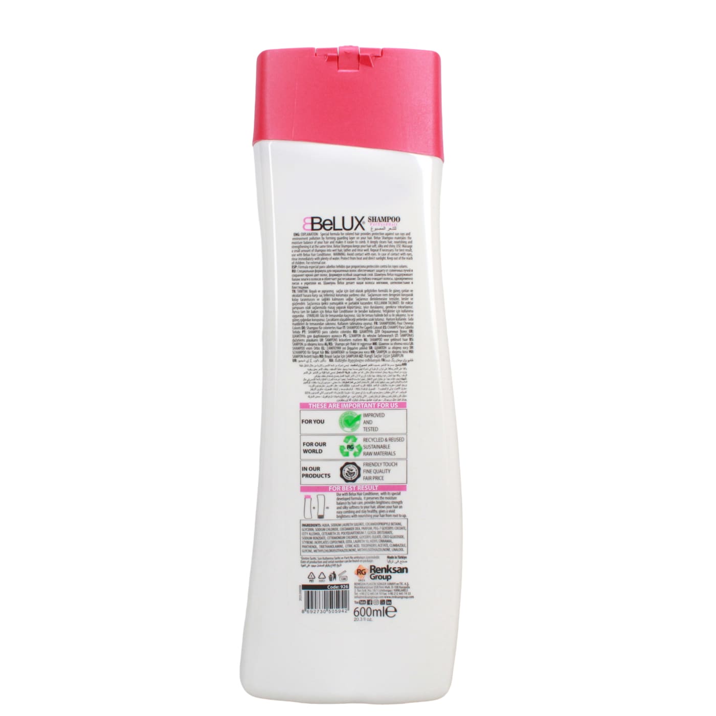 BELUX 600ML SHAMPOO FOR DYED HAIR 06/27