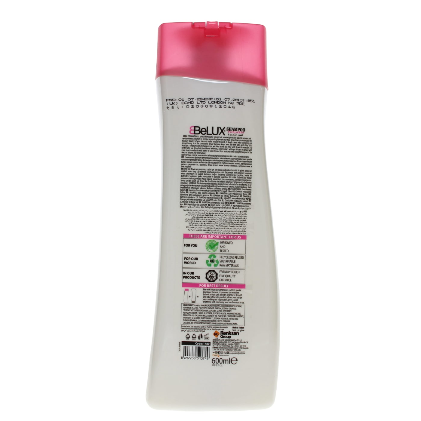 BELUX 600ML SHAMPOO FOR DYED HAIR 07/28