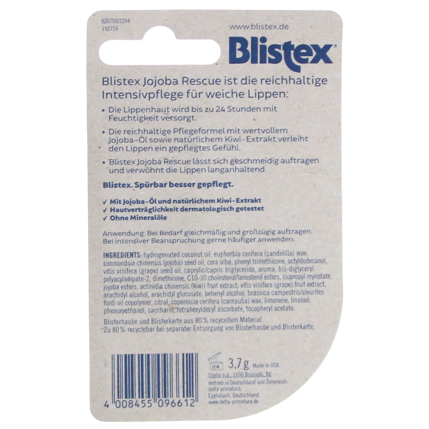 BLISTEX 3.7G LIP BALM JOJOBA RESCUE KIWI (DE)