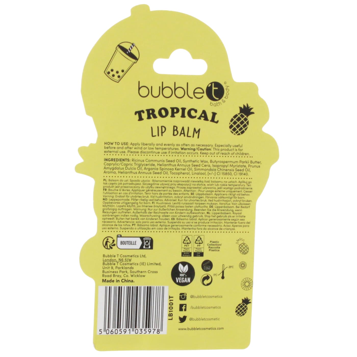 Bubble T 4.5g Lip Balm Nourish & Restore Tropical