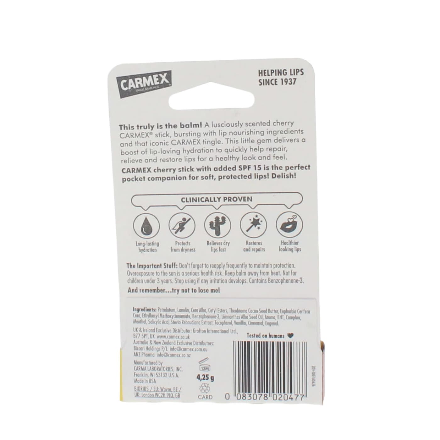 CARMEX 4.25G L/BALM STICK CHERRY