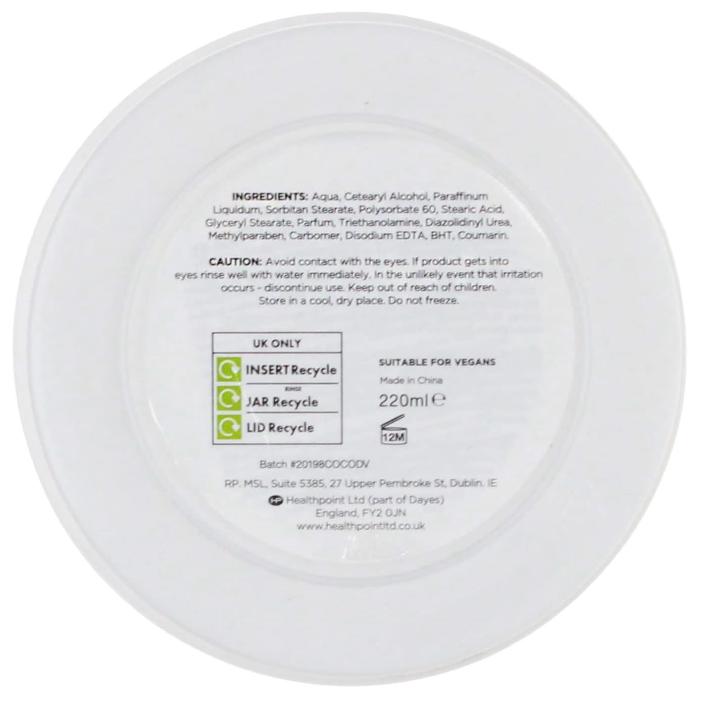 Derma V10 220ml Body Butter Coconut