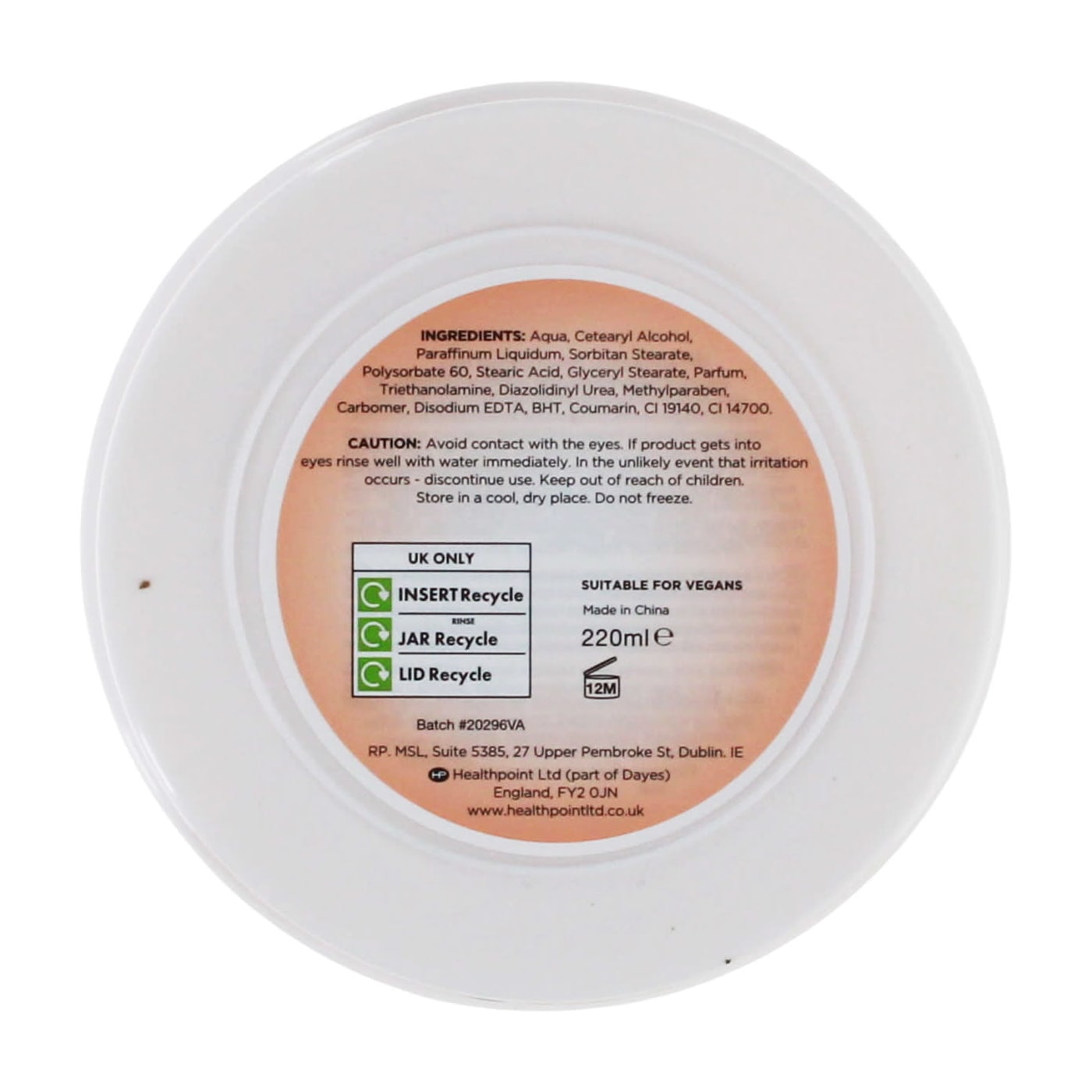 Derma V10 220ml Body Butter Vanilla