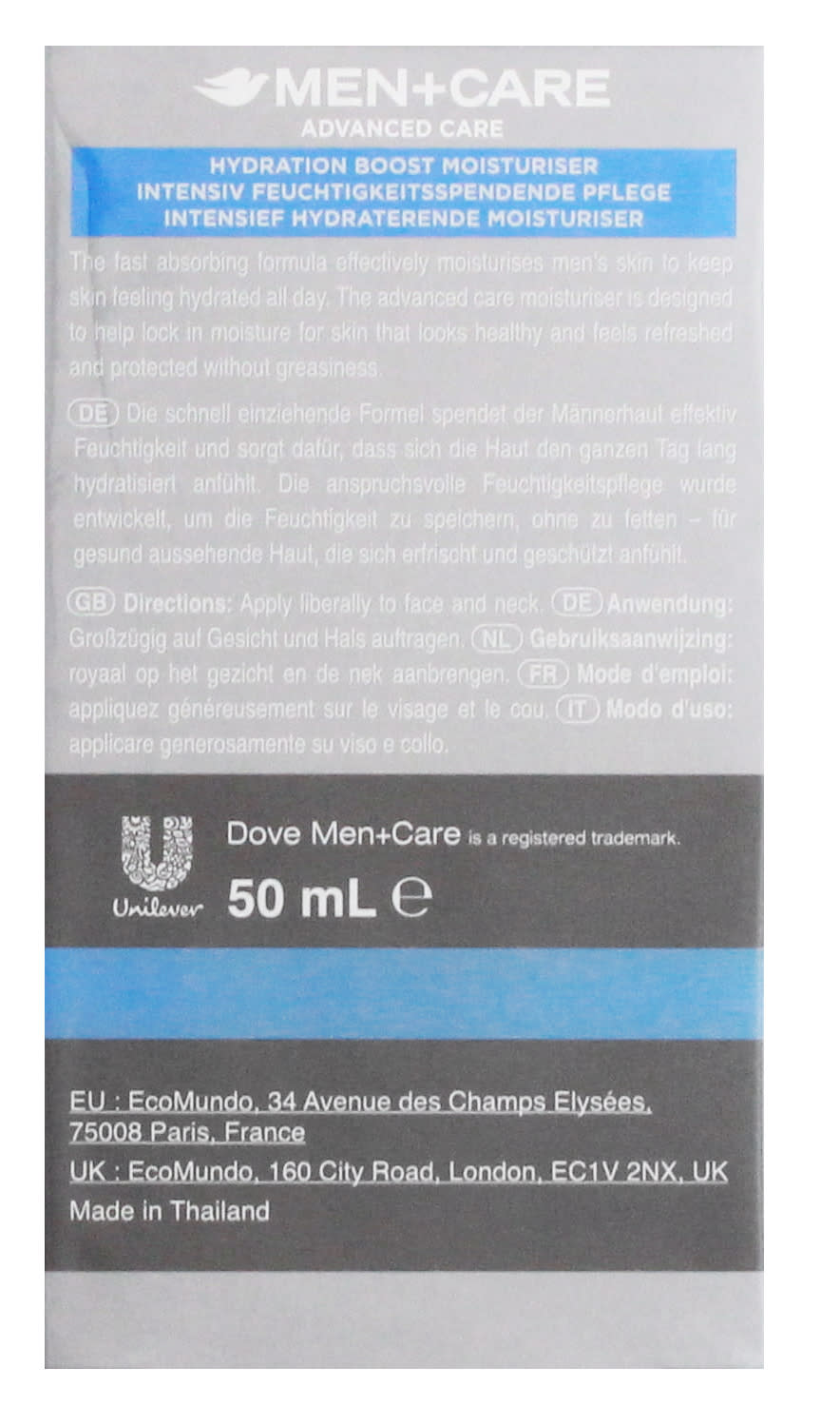 DOVE MEN+CARE 50ML MOISTURISER DAY CREAM HYDRATION BOOST