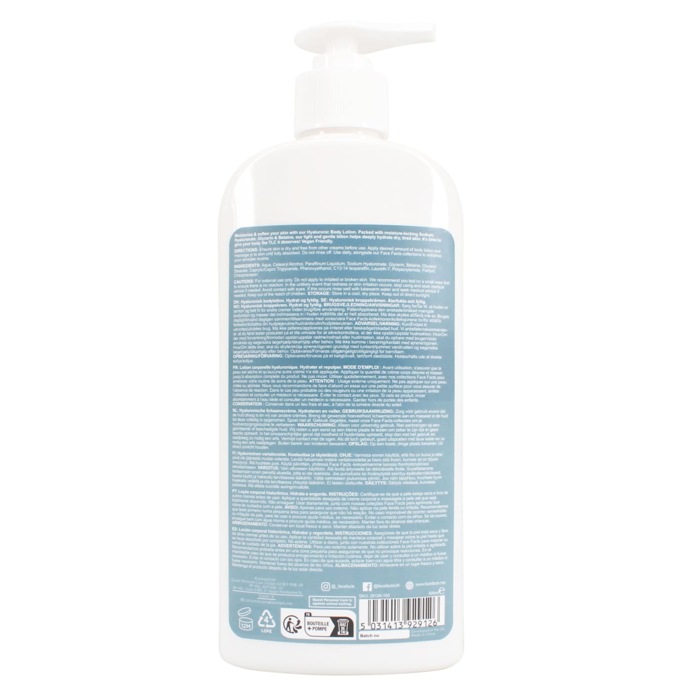 Face Facts 400ml Body Lotion Hyaluronic