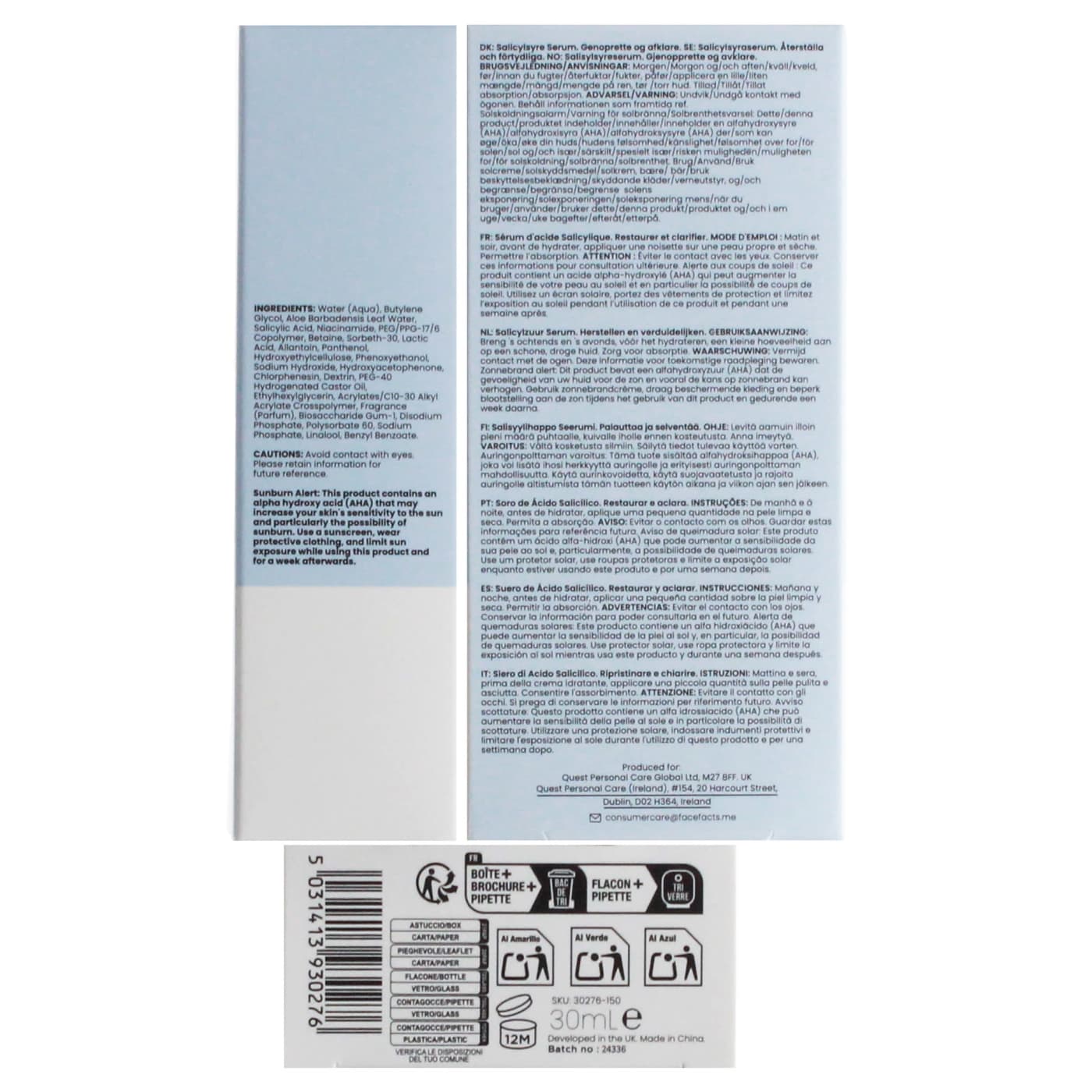 FACE FACTS 30ML FACIAL SERUM SALICYLIC ACID