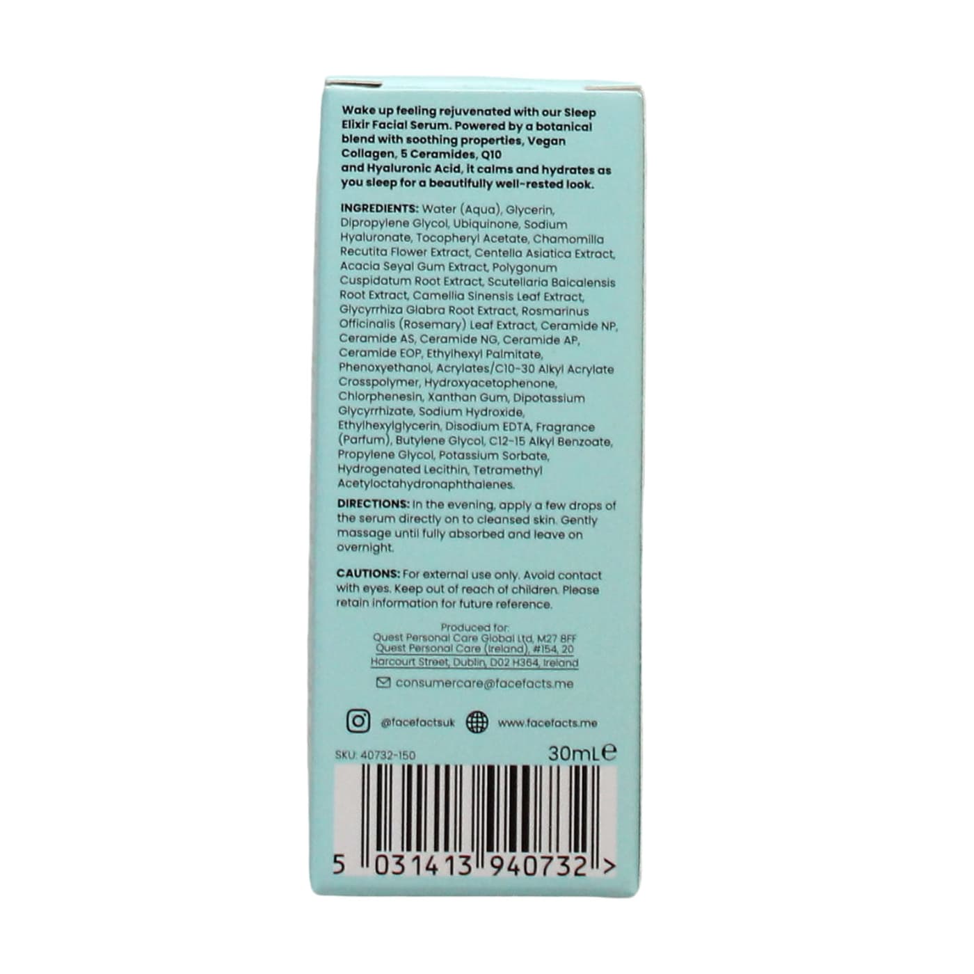 Face Facts Overnight Renew 30ml Facial Serum Sleep Elixir