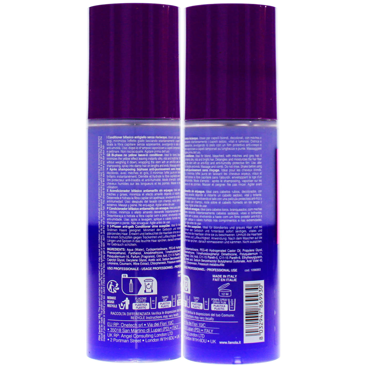 Fanola 150ml Leave In Conditioner No Yellow Phase