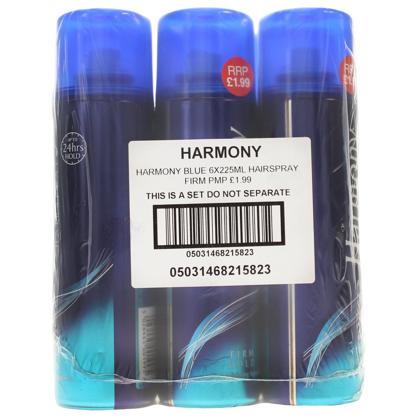 Harmony Blue 6x225ml Hairspray Firm PMP £1.99