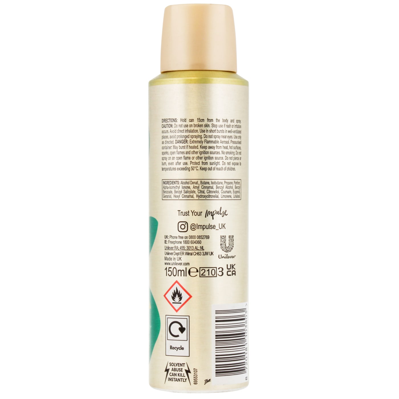 Impulse 150ml Body Spray Hint Of Musk