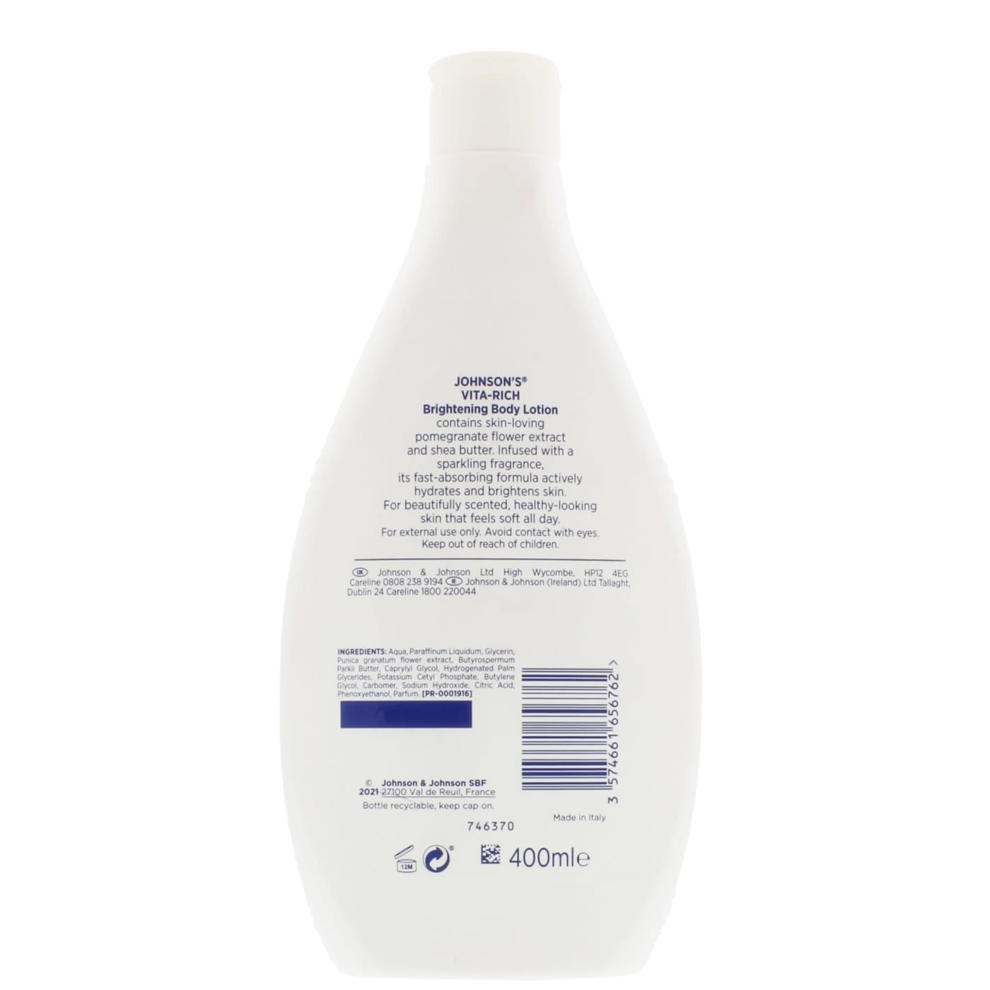 Johnsons 400ml Body Lotion Vita-Rich Brightening With Pomegranate Flower