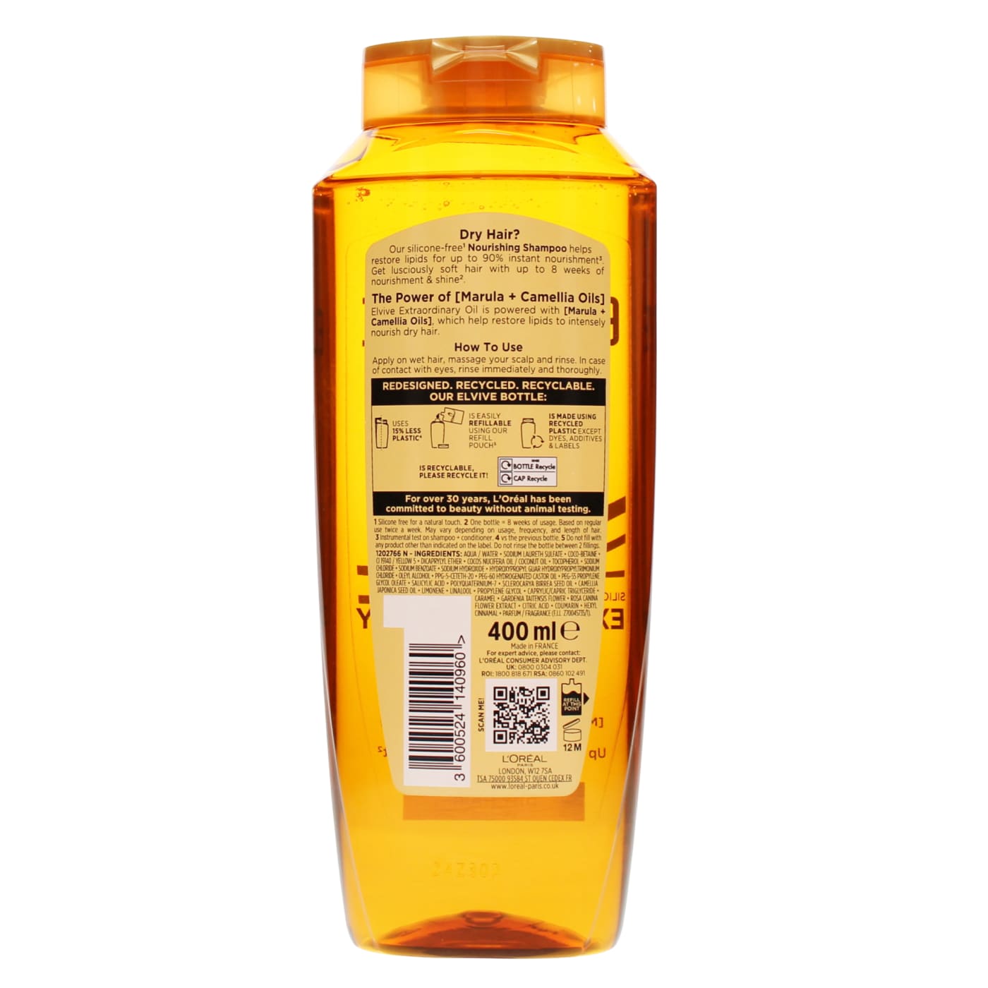 L'OREAL ELVIVE 400ML S/POO OIL NOURISH