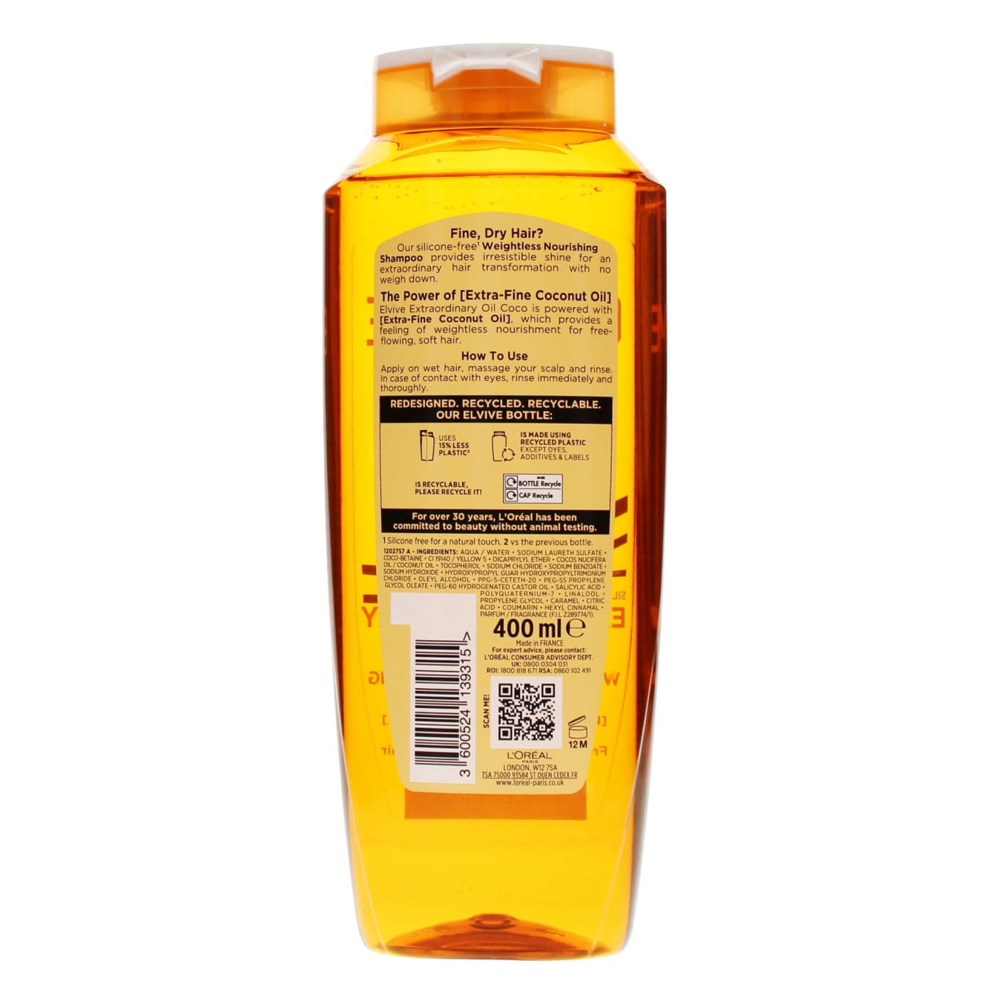 L'OREAL ELVIVE 400ML S/POO OIL C/NUT