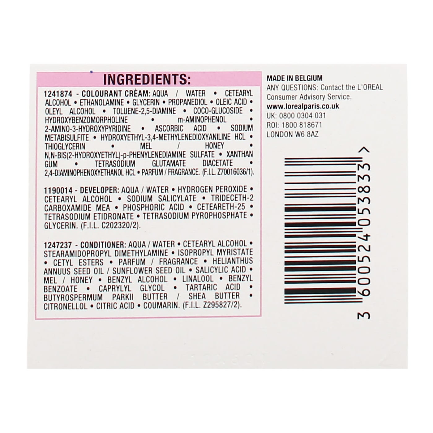 L'oreal Paris Casting Natural Gloss Permanent Hair Dye Black Ganache 123