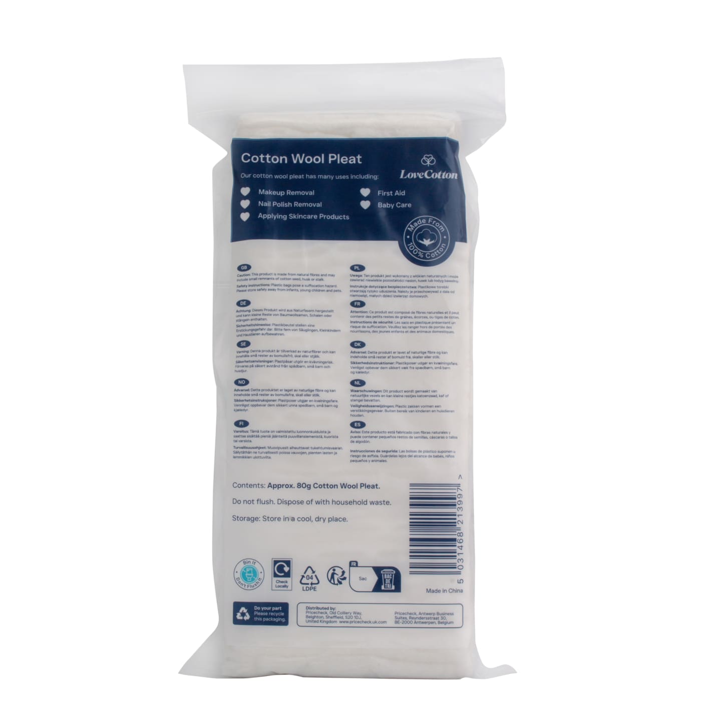 Love Cotton 80g Cotton Wool Pleat