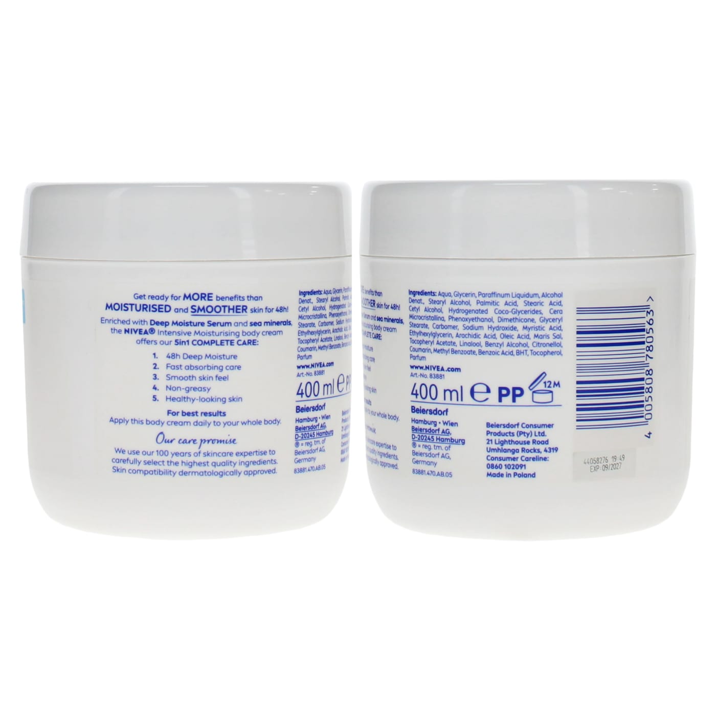 NIVEA 400ML B/CREAM INTENSIVE 09/27