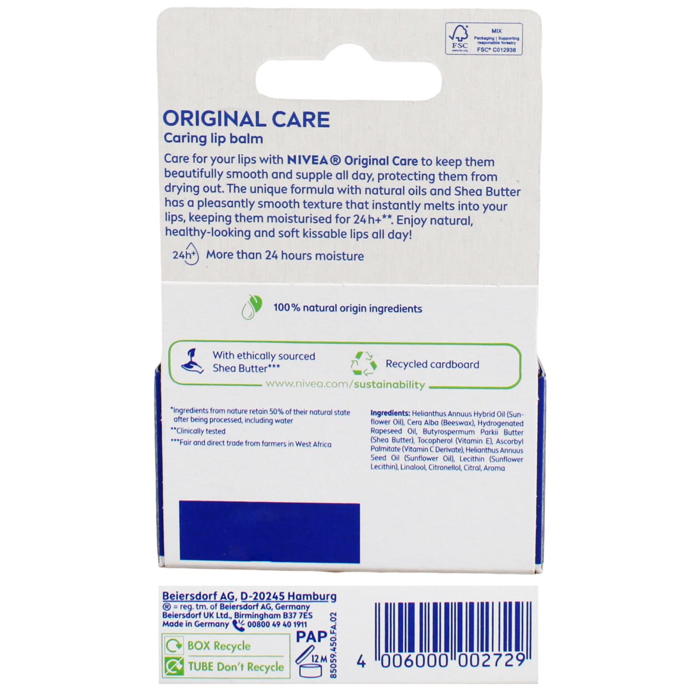 NIVEA 4.8G L/BALM TWIN PACK ORIGINAL