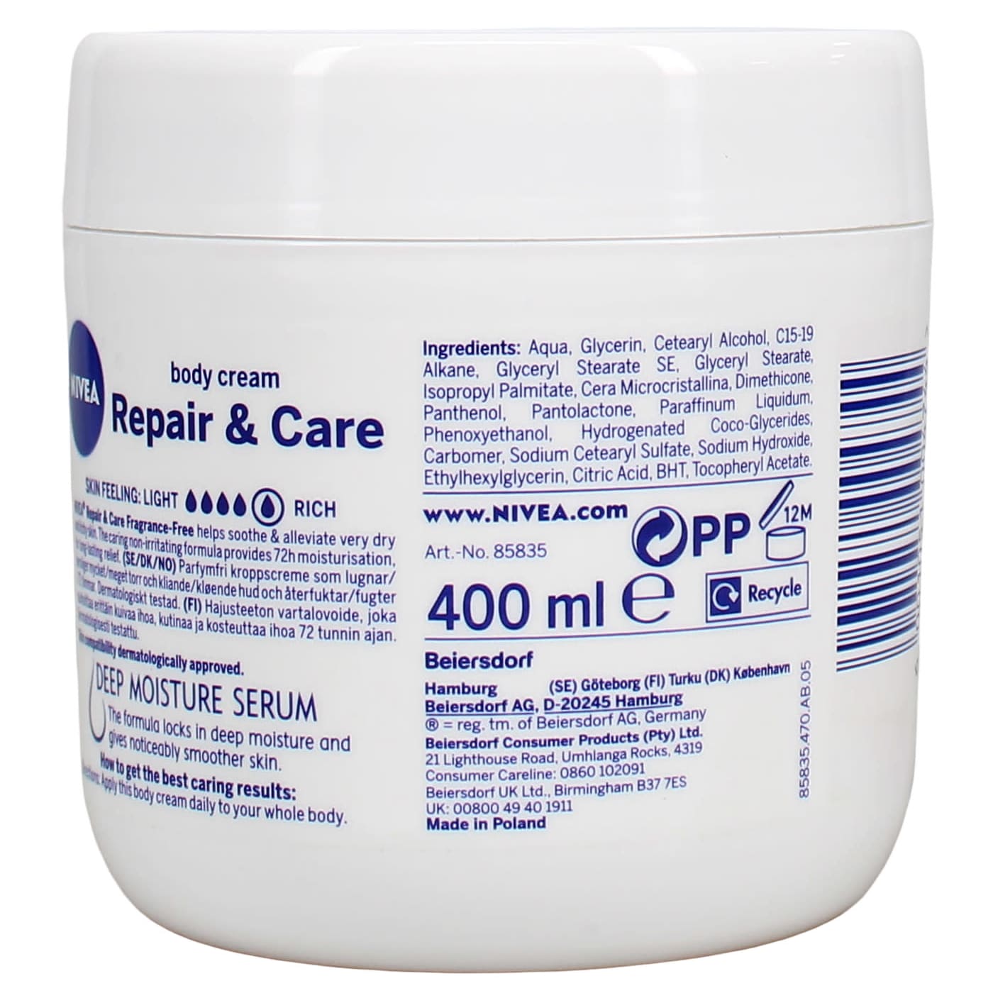 NIVEA REPAIR & CARE 400ML BODY CREAM SENSITIVE