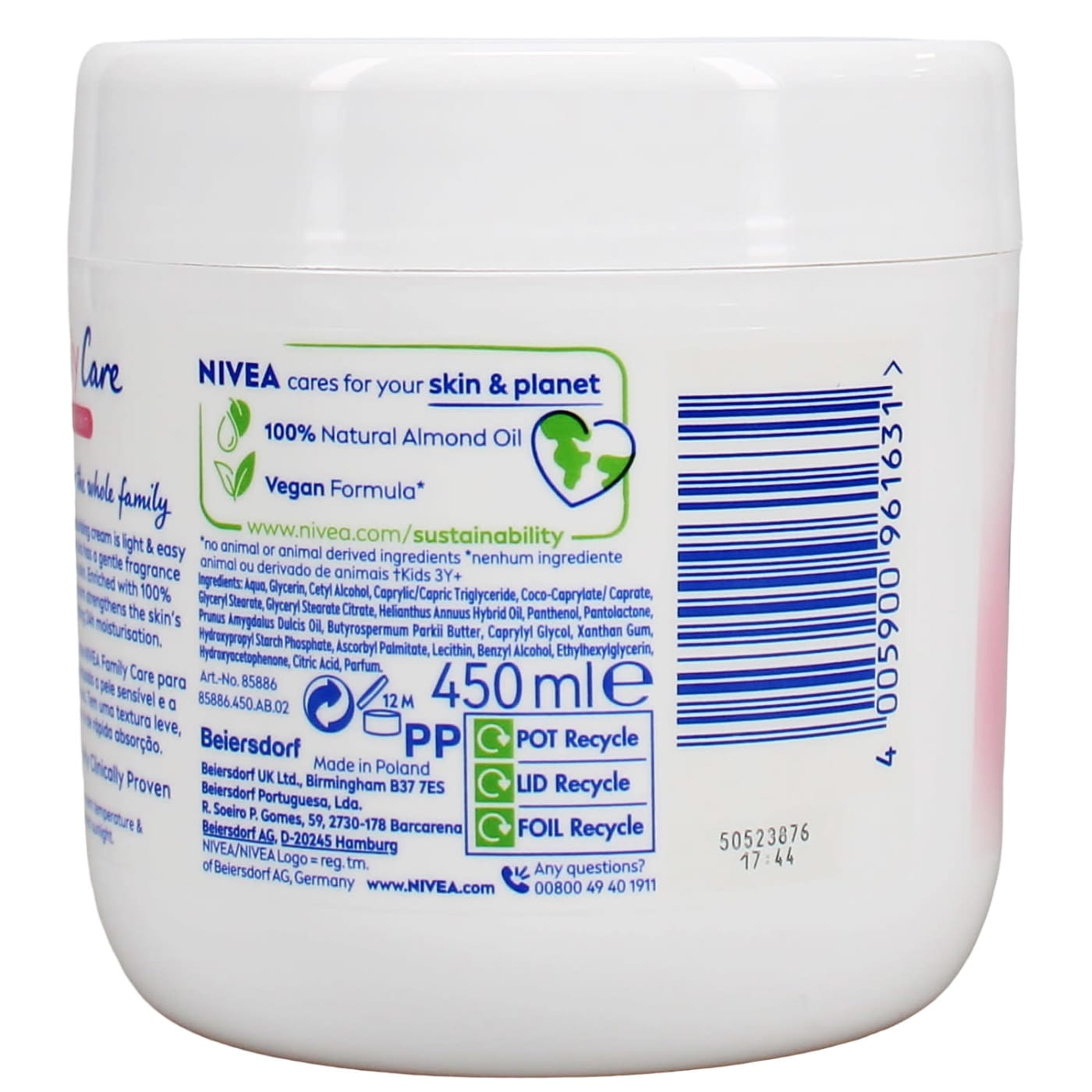 Nivea Family Care 450ml Body Cream Sensitive Skin