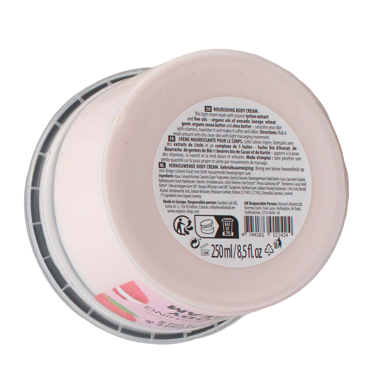 Organic Shop 250ml Nourishing Body Cream Lychee & 5 Oils