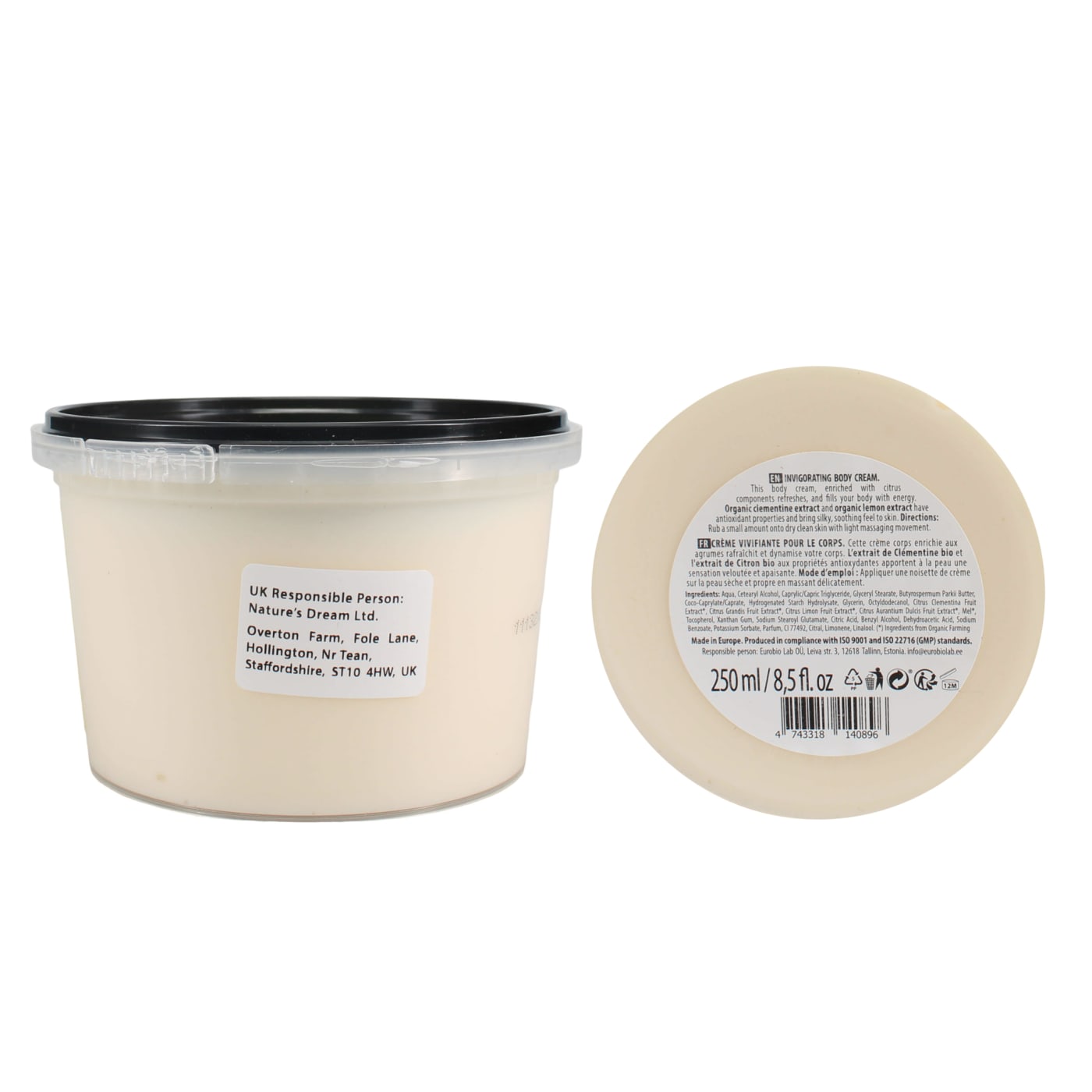 Organic Shop 250ml Invigorating Body Cream Clementine & Lemon