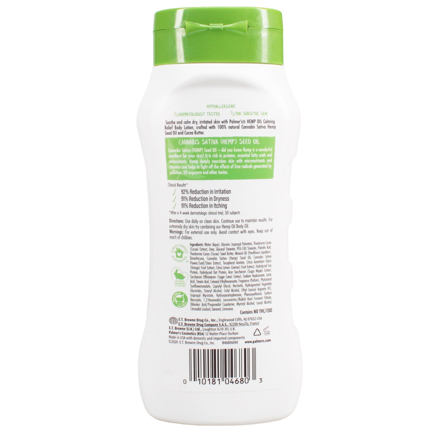 Palmer's Cocoa Butter Formula 235ml Body Lotion Hemp Oil Calming Relief