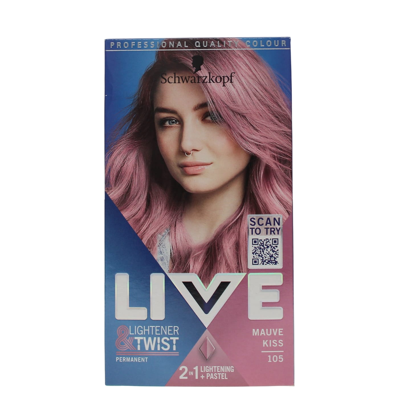 SCHWARZKOPF LIVE LIGHTENER & TWIST PERMANENT HAIR DYE MAUVE KISS 105