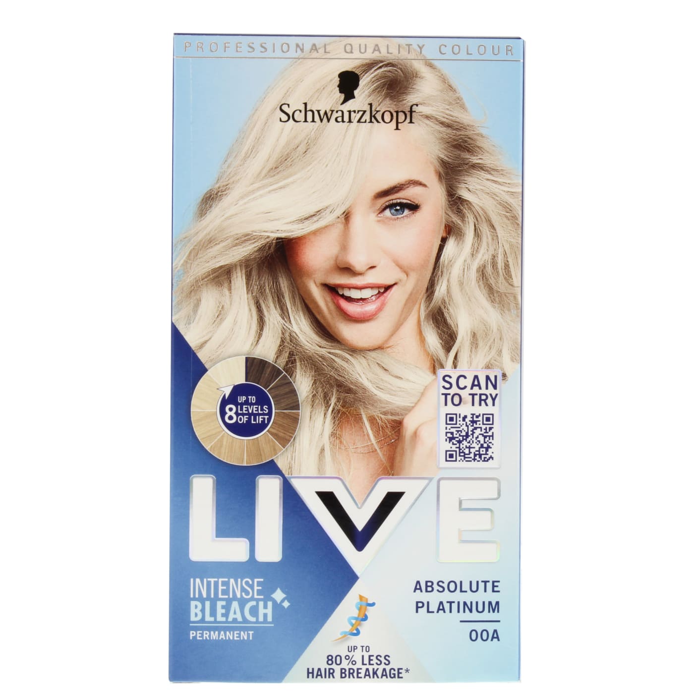SCHWARZKOPF LIVE INTENSE LIGHTENER PERMANENT HAIR DYE ABSOLUTE PLATINUM 00A