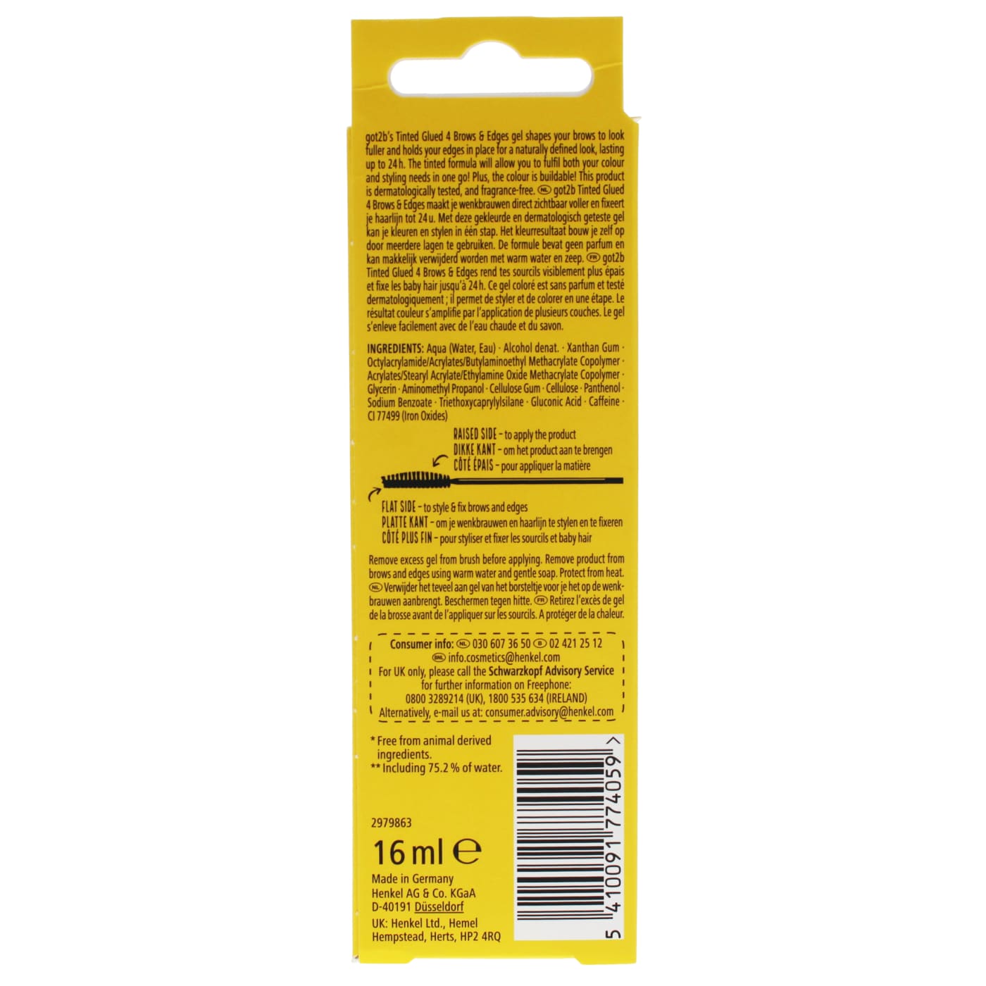 Schwarzkopf Got2b 16ml Glued 2in1 Brows & Edges Tinted Black