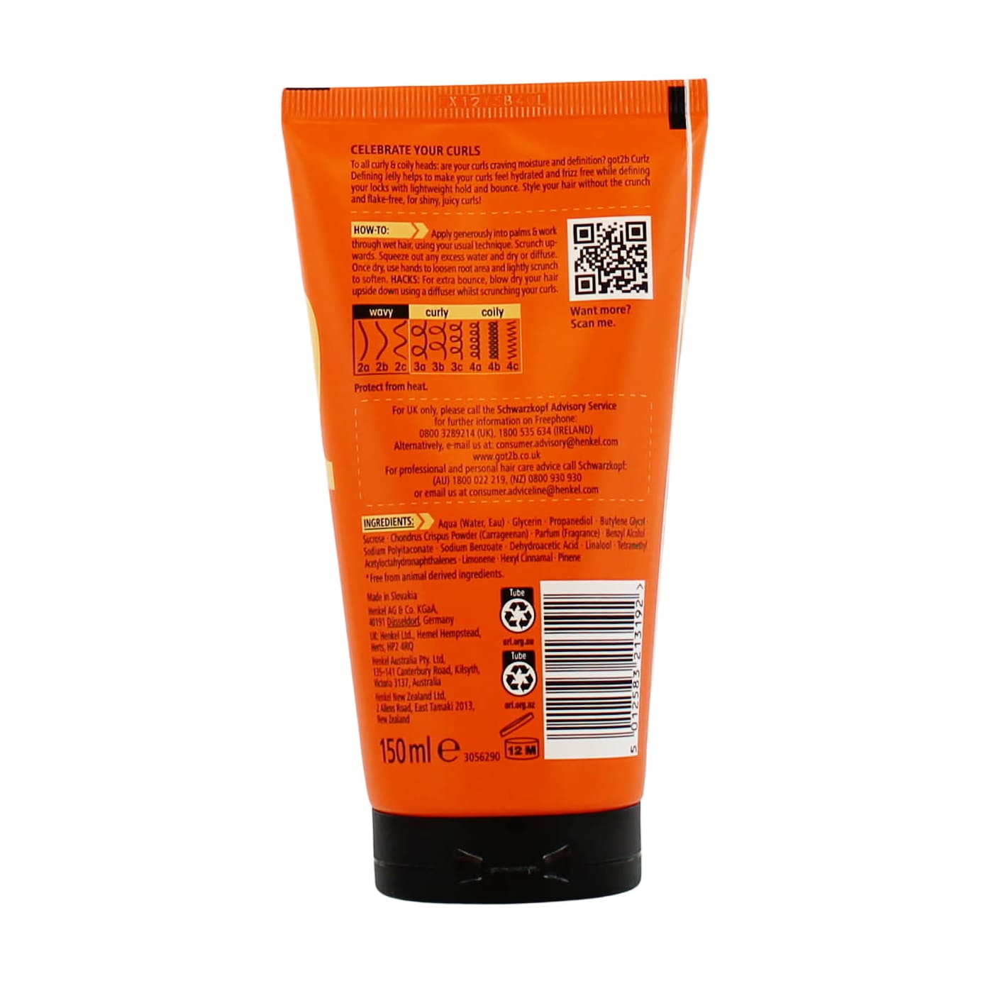 Schwarzkopf Got2b 150ml Curlz Defining Jelly