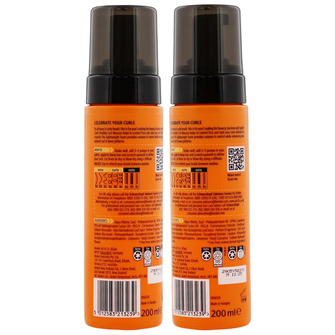 Schwarzkopf Got2b 200ml Curlz Flexible Mousse