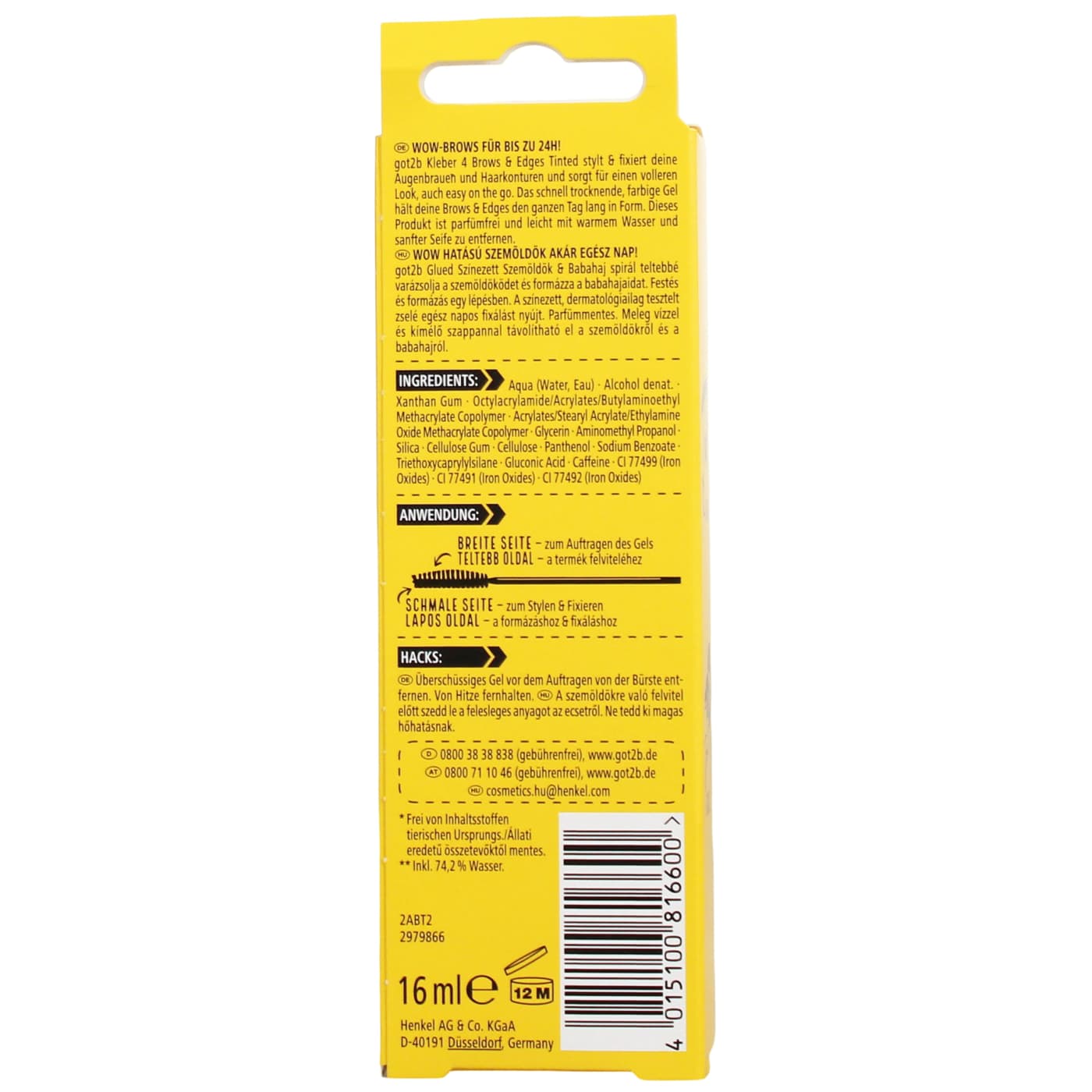 Schwarzkopf Got2b 16ml Glued 2in1 Brows & Edges Gel Tinted Brown