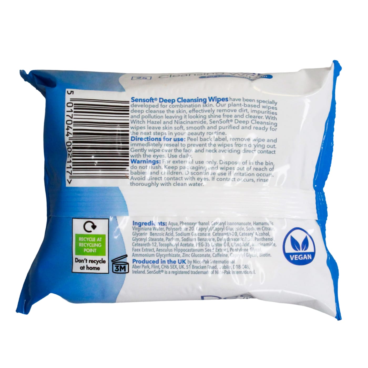 Sensoft Plastic Free Facial Cleansing Wipes Deep Cleansing 25's