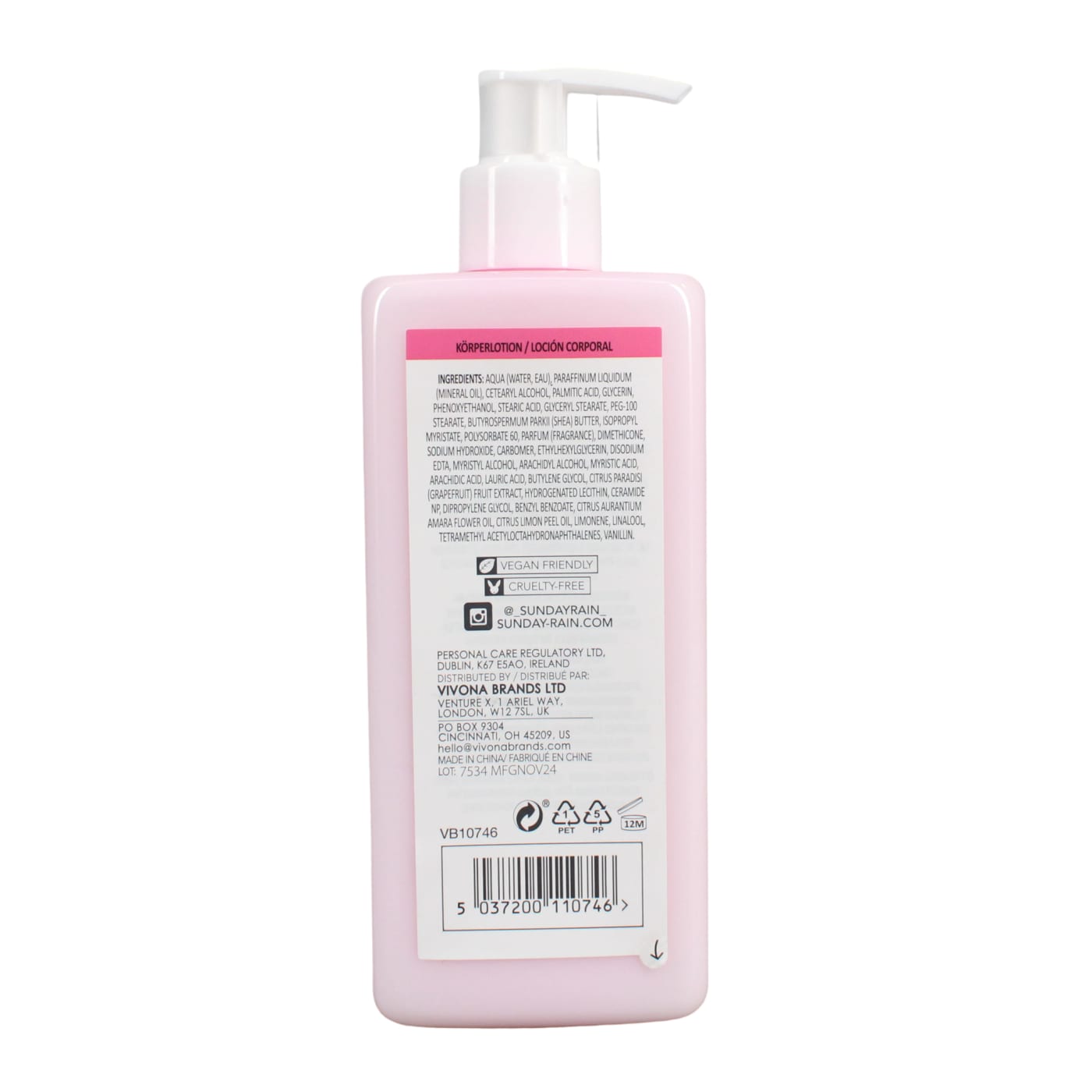 SUNDAY RAIN 440ML B/LTN PINK GRAPEFRUIT