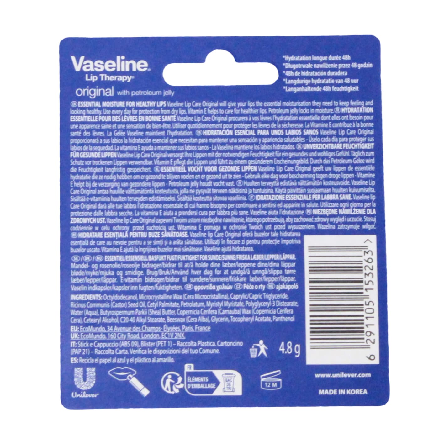 Vaseline 4.8g Lip Care Stick Original